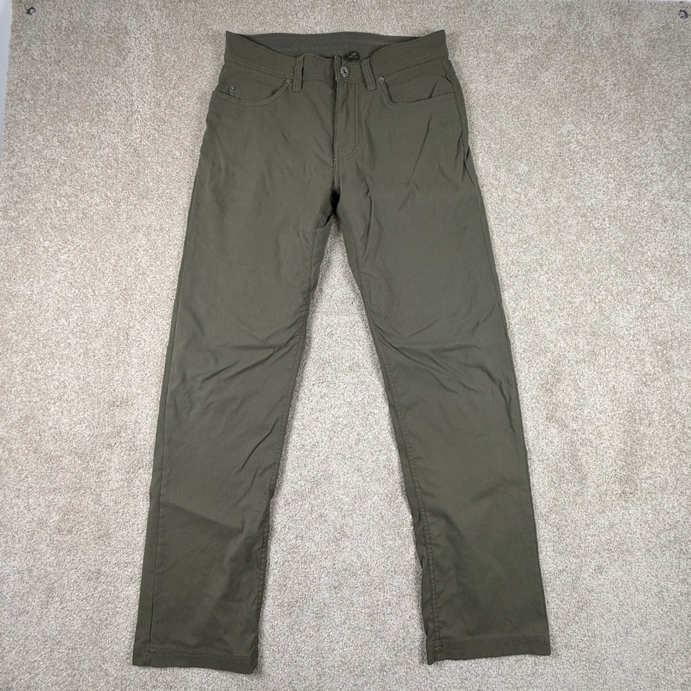 Prana Zion Slim Fit Pants Mens 30 Olive Green Stretch Nylon Hiking Climbing